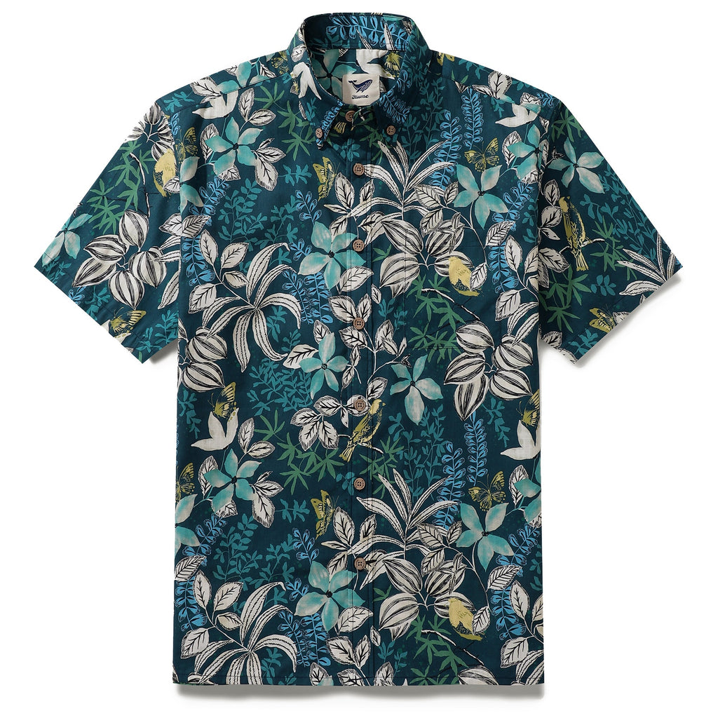 Hawaiian Shirt For Men Forest after Rain Button-down Shirt Short Sleeve 100% Cotton Shirt By Sherry