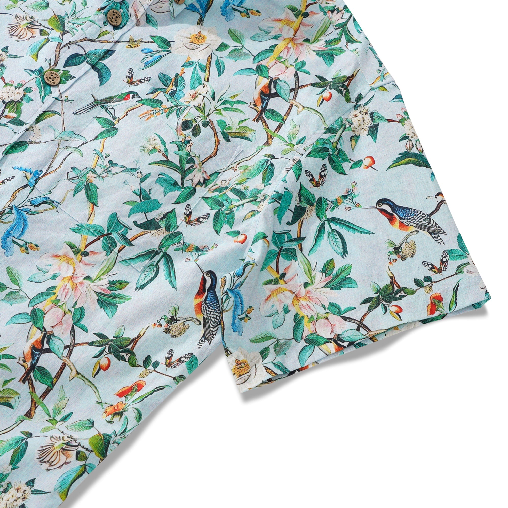 Men's Hawaiian Shirt Short Sleeve Button-down 100% Cotton Green Aloha Hawaiian Nature's Whisper By Yakima