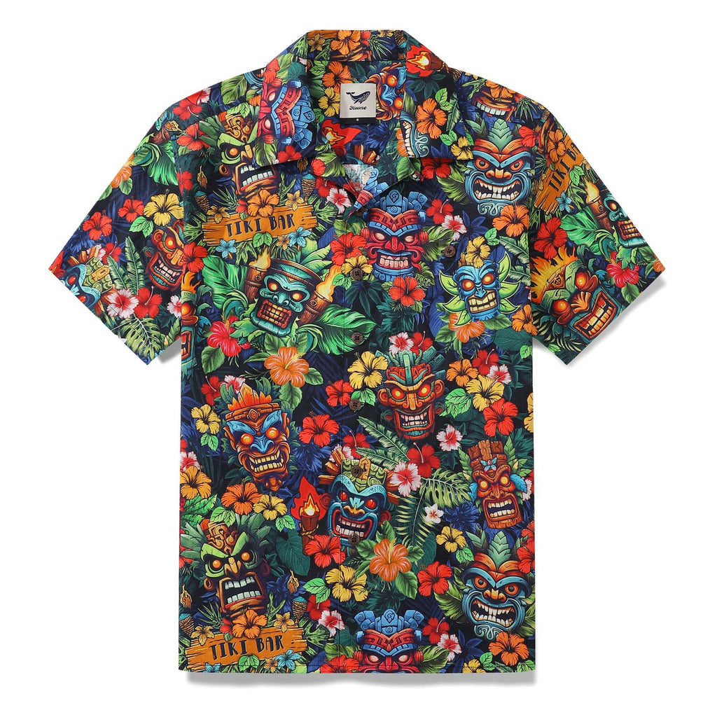 Authentic Hawaiian Shirt For Men 1940s Vintage TIKI BAR Shirt Camp Collar By Yakima