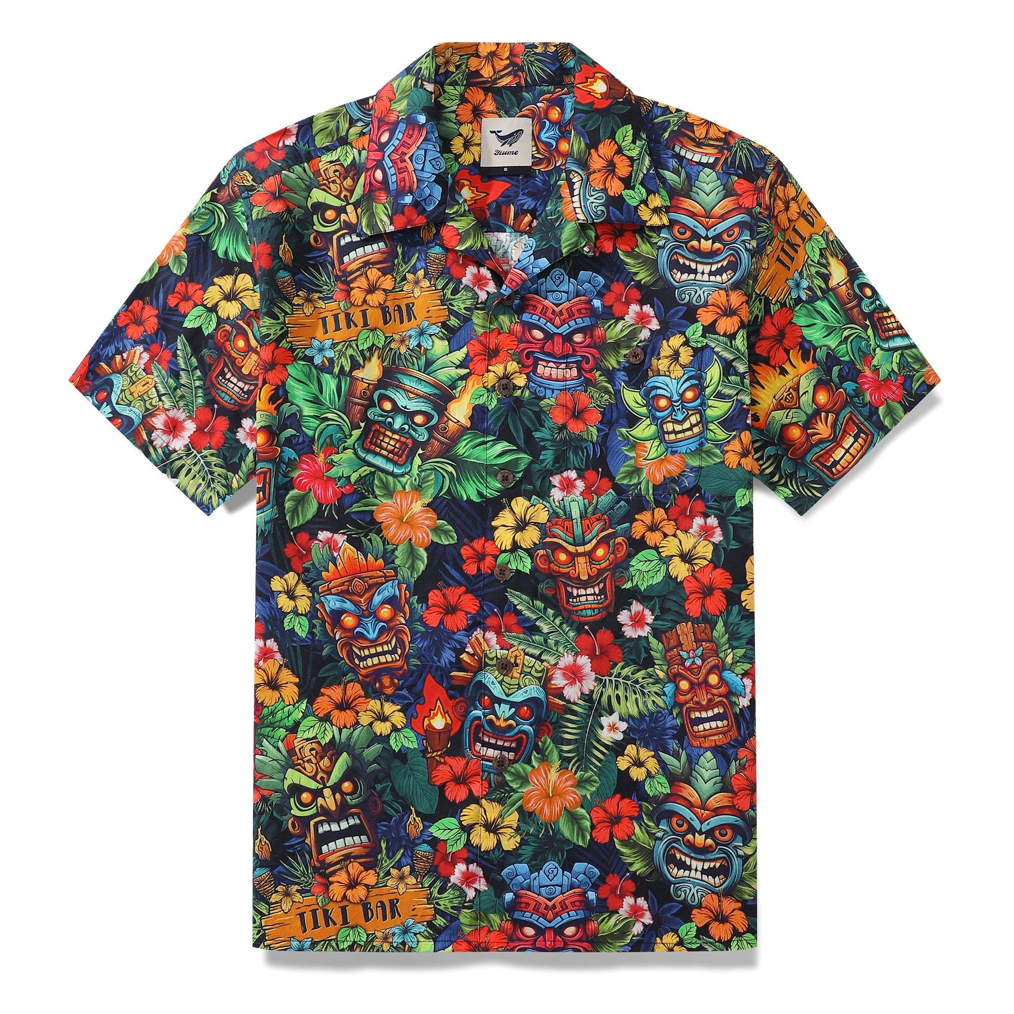 Authentic Hawaiian Shirt For Men 1940s Vintage TIKI BAR Shirt Camp Collar By Yakima