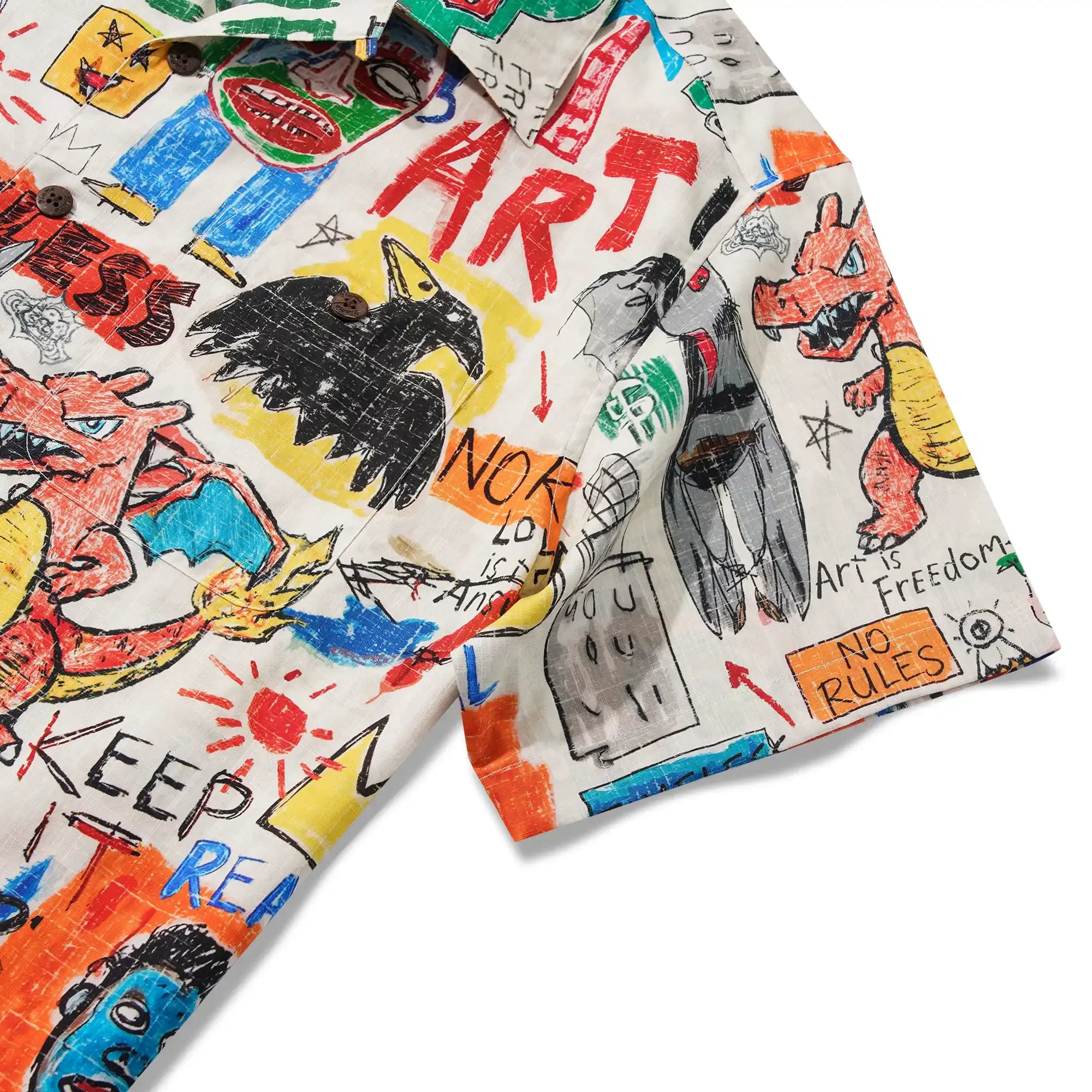 Men's Hawaiian Shirt Short Sleeve Camp Collar 100% Cotton Orange Aloha Graffiti World By Mo