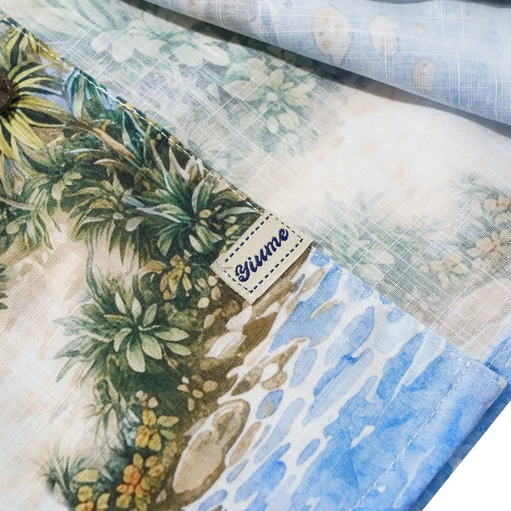 4th Anniversary Men's Hawaiian Shirt Short Sleeve Camp Collar 100% Cotton Blue Aloha Yiume Dream By The Coast By Huan huan