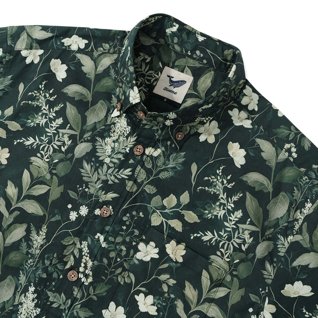 Chemise Hawaïenne Verte des Années 1950 Pour Hommes 100 % Coton À Boutons Courte Manches Tropicale Par Sun