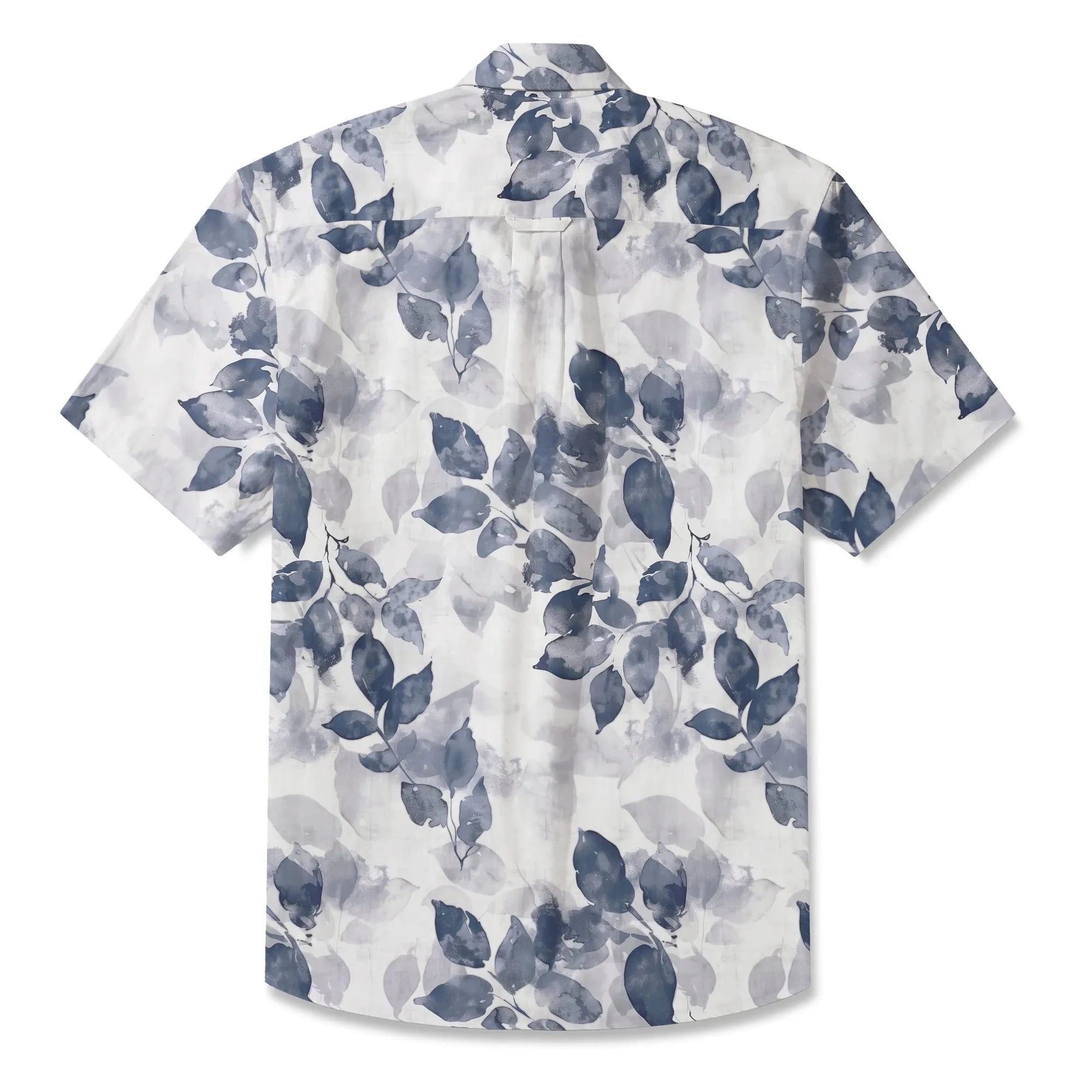 LeosWare® Men's Hawaiian Shirt Short Sleeve Button-up 100% Cotton Purple Aloha Ink Leaves And Sparse Shadows By Ann