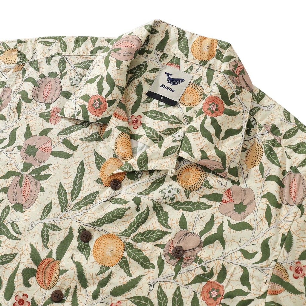 Fruit Hawaiian Shirt For Men William Morris Designer Shirt Tencel™ Pomegranate (tencel™) By Amy