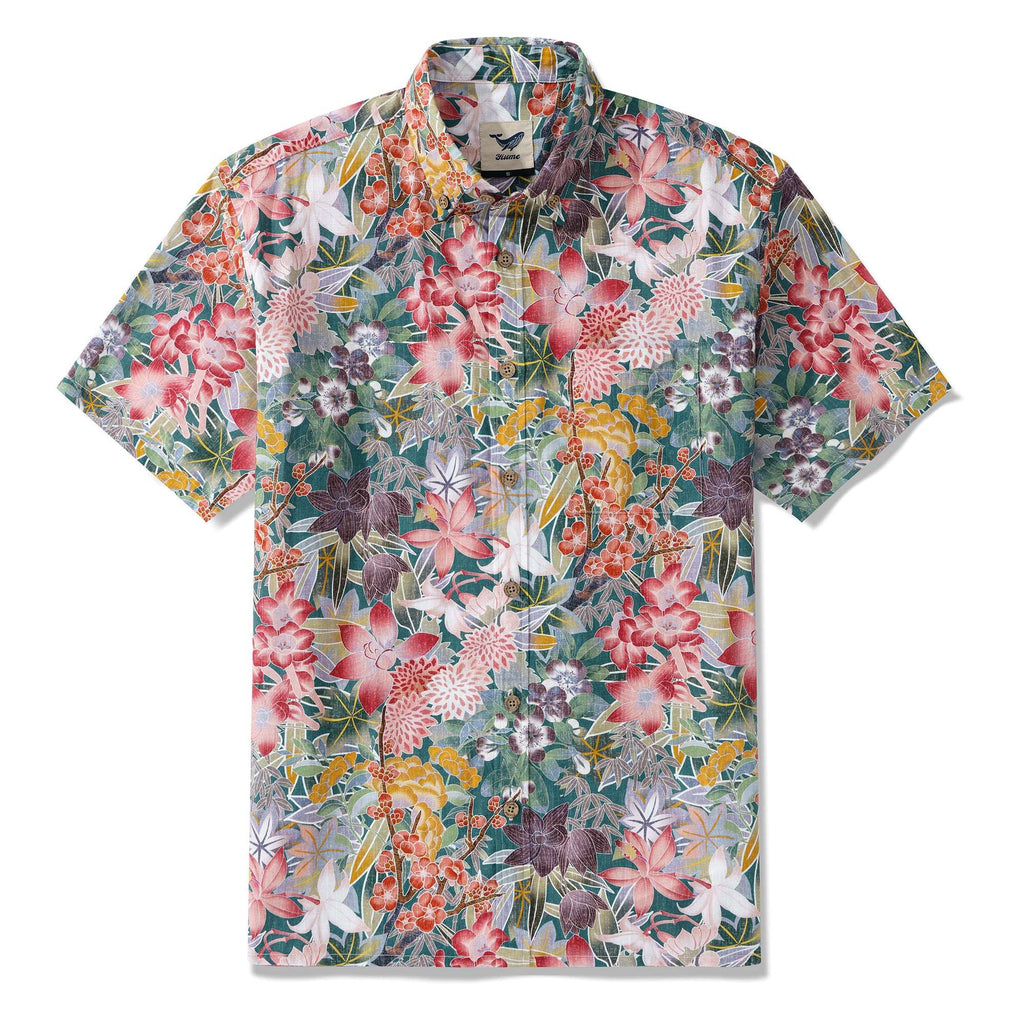 Hawaiian Shirt For Men Sakura Blossom Button-down Shirt Short Sleeve 100% Cotton Aloha Shirt By Cigar
