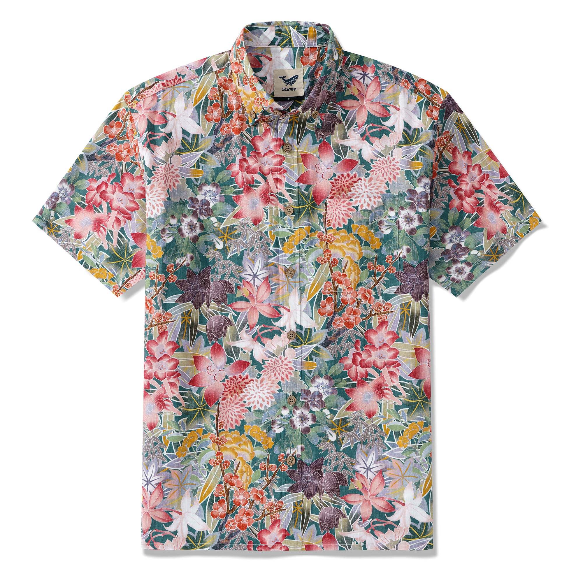 Hawaiian Shirt For Men Sakura Blossom Button-down Shirt Short Sleeve 100% Cotton Aloha Shirt By Cigar