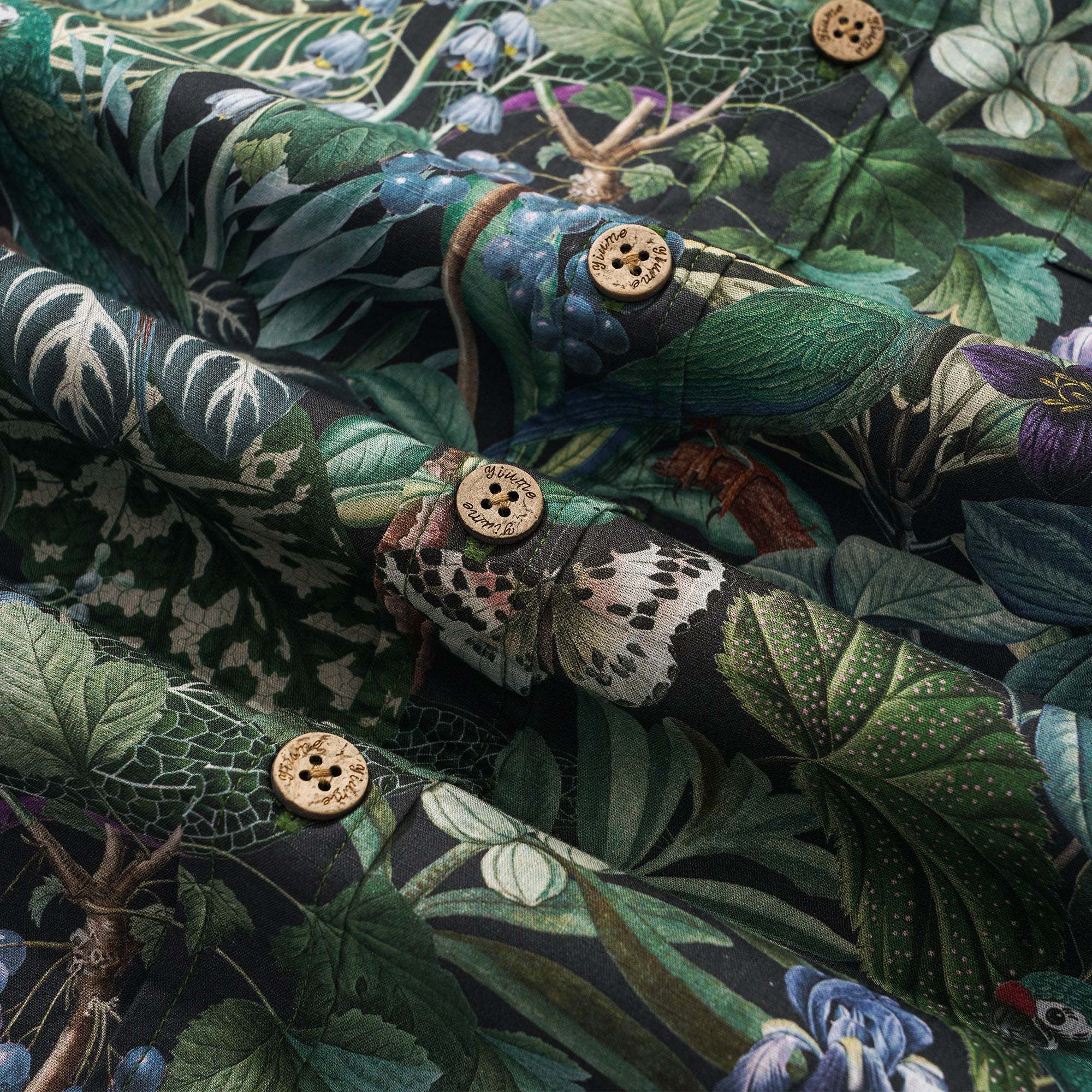 Men's Hawaiian Shirt Short Sleeve Button-down 100% Cotton Green Aloha Jungle Whispers By Cigar