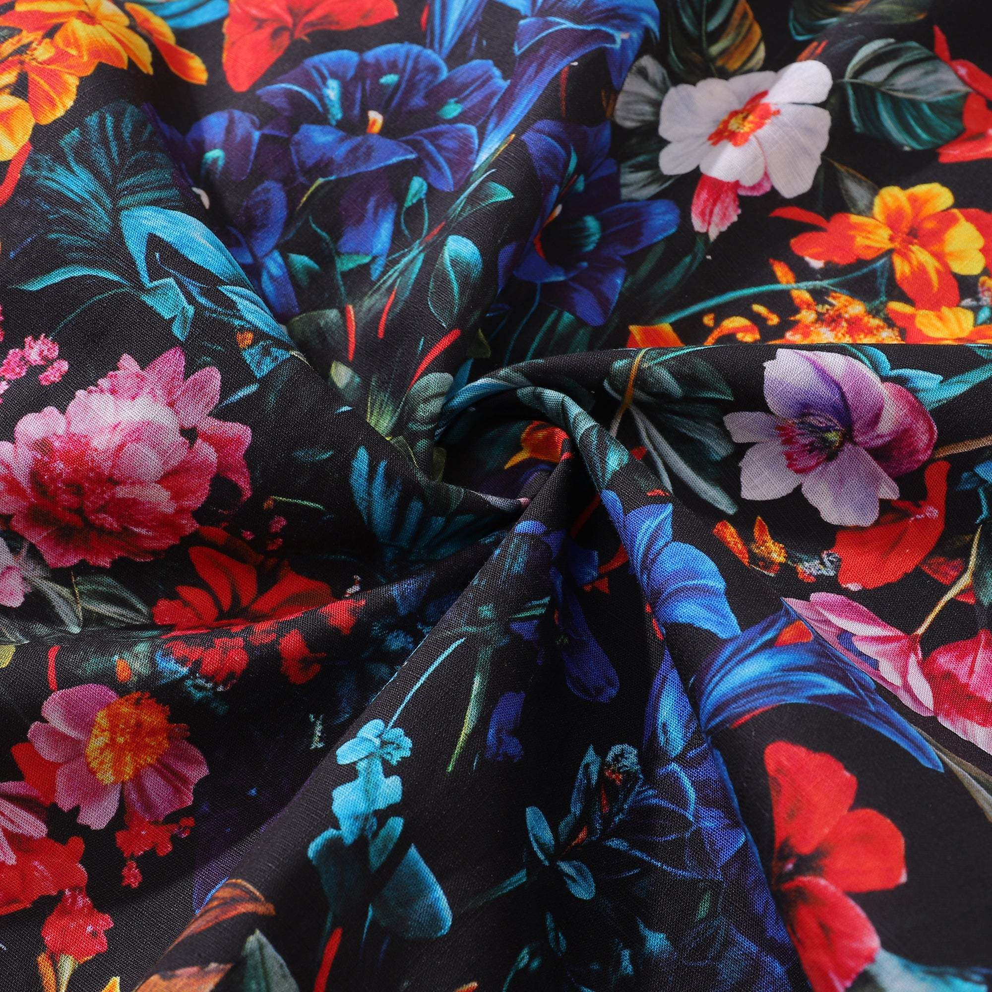 Yiume Mens Floral Hawaiian Shirt Tropical Button-down Short Sleeve 100% Cotton Shirt Colorful Garden By Seven