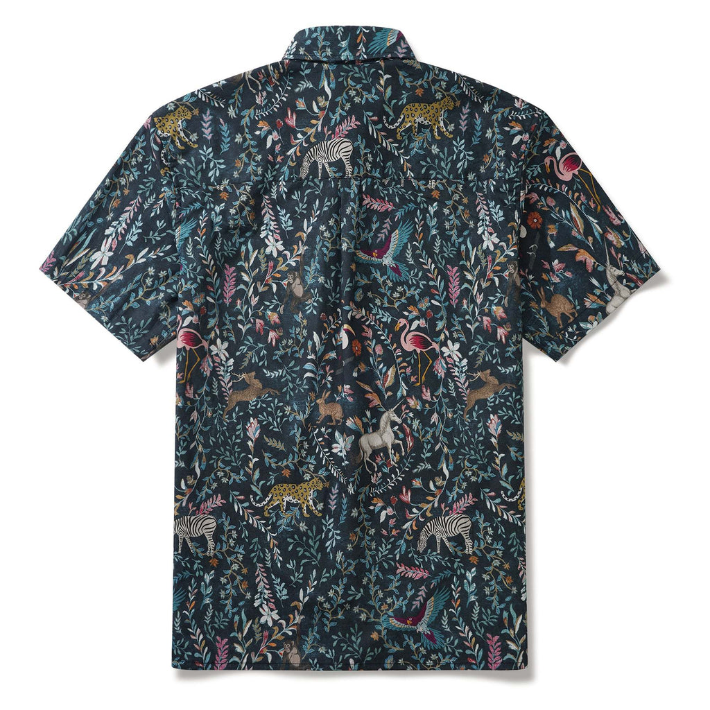 Jungle Paradise Men's Hawaiian Shirt 100% Cotton Men's Short Sleeve Button-down Shirt Green Aloha Hawaiian By Cigar