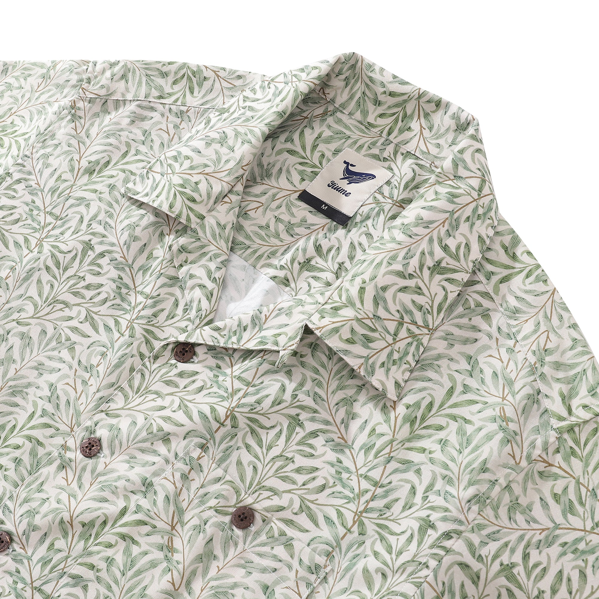 Hawaiian Shirt For Men 1920s Vintage Willow Shirt Camp Collar 100% Cotton By Amy