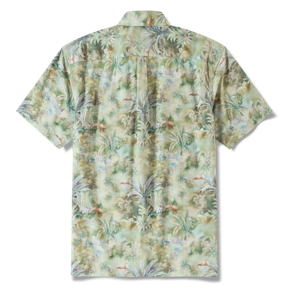 Tropical Hawaiian Shirt For Men Exotic Charm Print Cotton Button-down Short Sleeve Aloha Shirt By Sylvia
