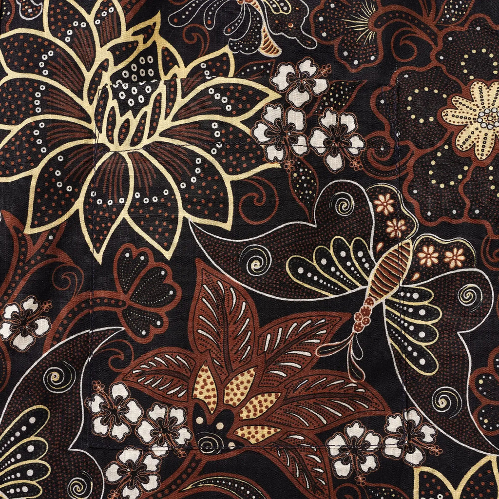 Chemise hawaïenne pour homme à manches courtes, boutonnée, 100 % coton, jaune, Aloha Fleurs envoûtantes et papillons par Huan huan