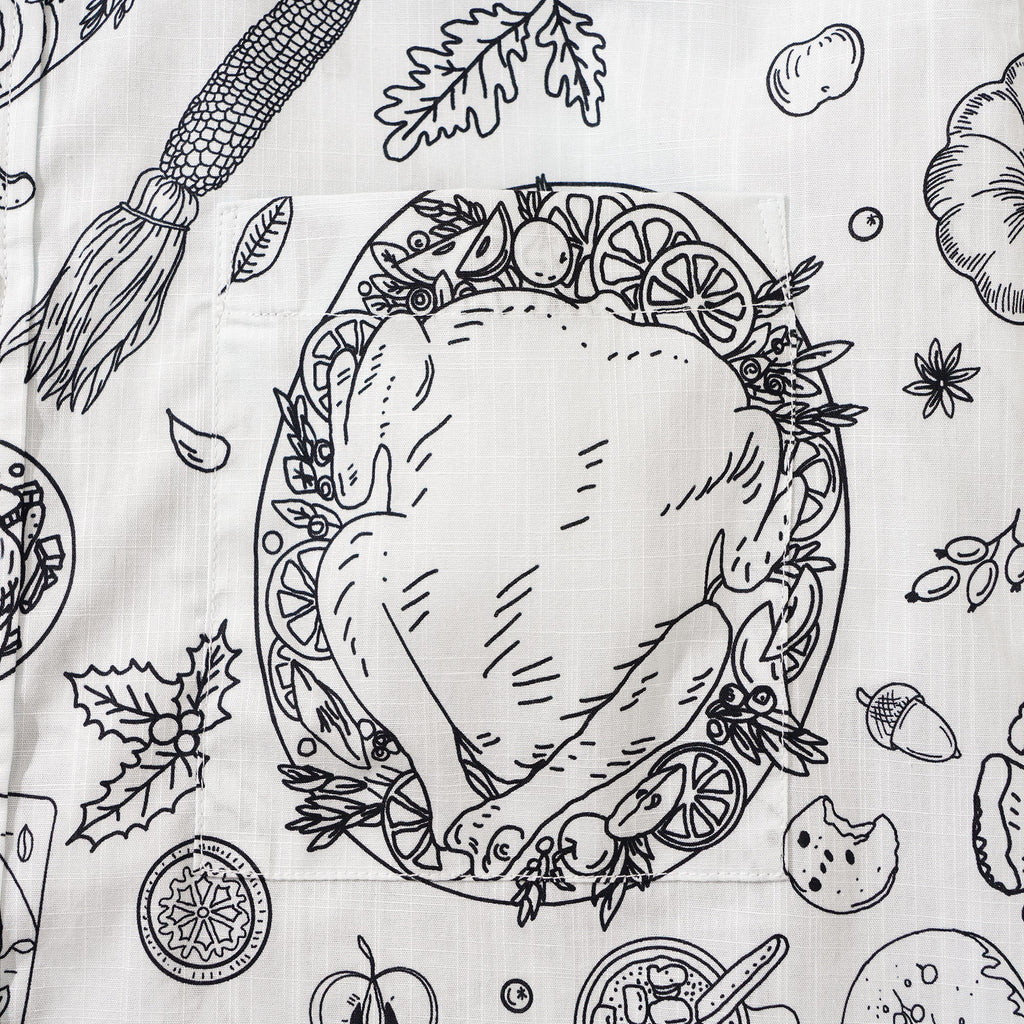 Thanksgiving Gift Men's Hawaiian Shirt Short Sleeve Button-down 100% Cotton White Aloha Harvest Sketch By Yakima