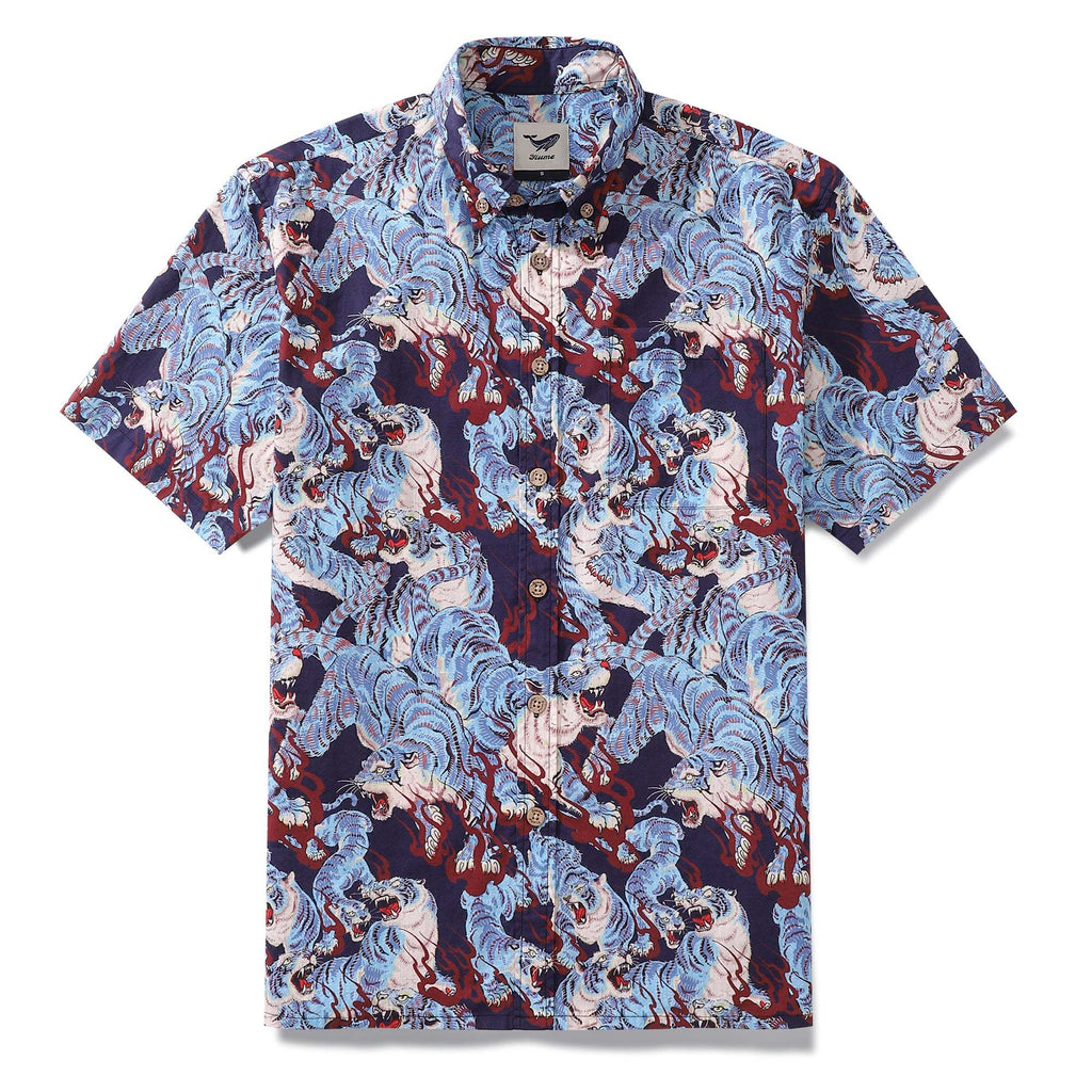 Men's Hawaiian Shirt The Staredown Print Cotton Button-down Short Sleeve Aloha Shirt By Sun