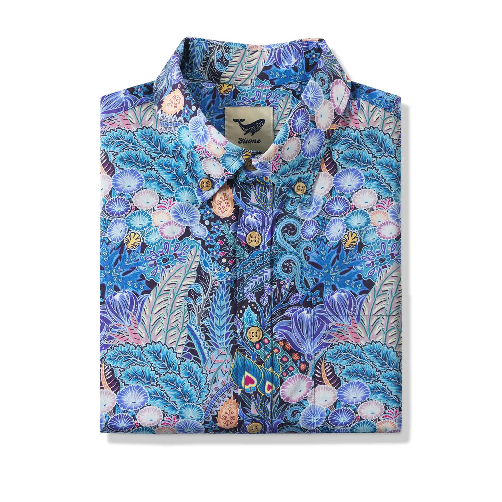 Men's Hawaiian Shirt Floral Pattern Series 2 Print Cotton Button-down Short Sleeve Aloha Shirt By Sun