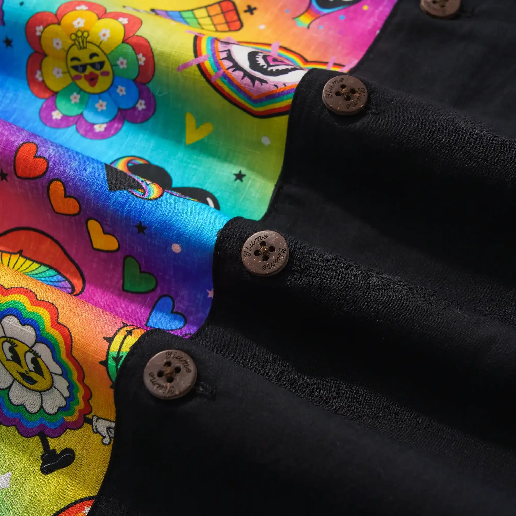 Men's Hawaiian Shirt Short Sleeve Camp Collar 100% Cotton Aloha Rainbow Pride Delight By Cigar