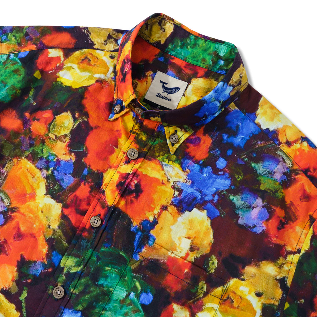 1950s Hawaiian Shirt For Men Flower Print Button-down Shirt Short Sleeve 100% Cotton Aloha Shirt Wild And Unrestrained By Yakima