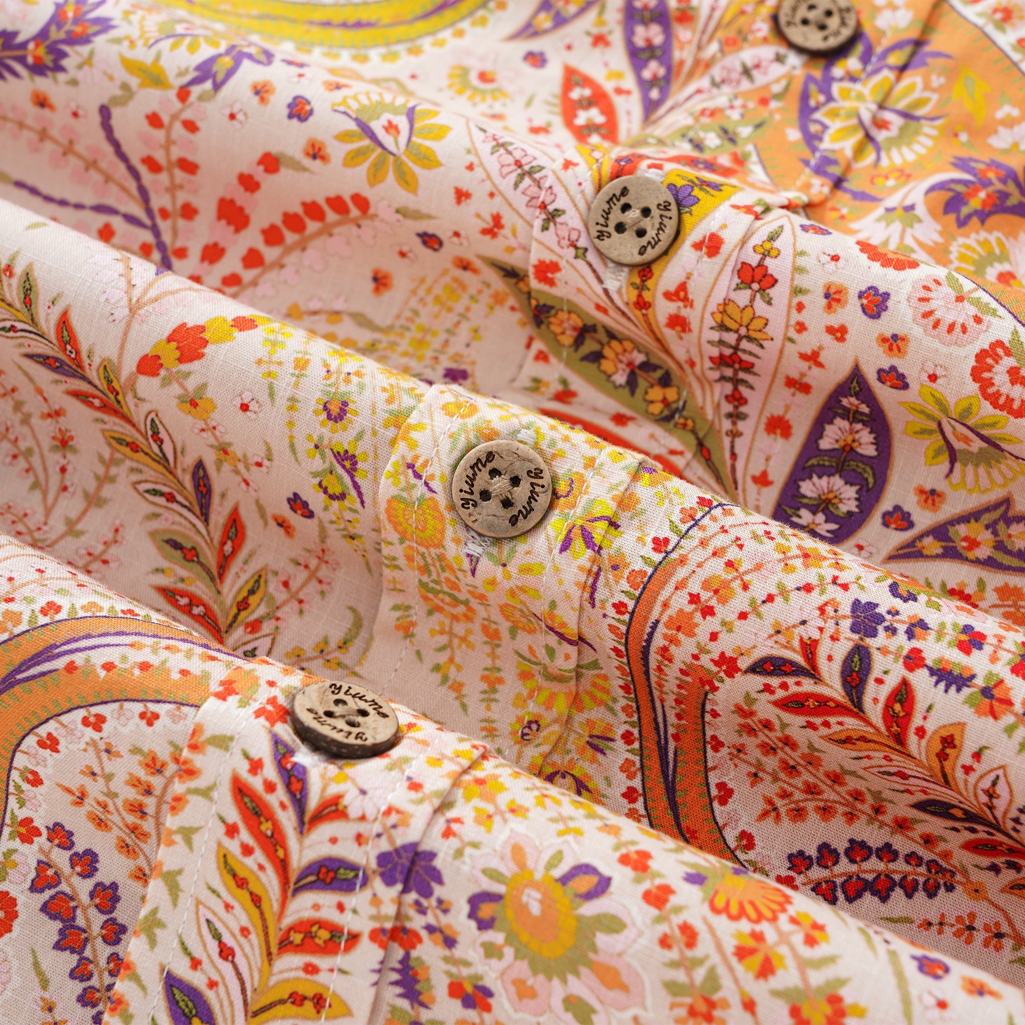 Men's Hawaiian Shirt Short Sleeve Button-down 100% Cotton Yellow Aloha Paisley Paradise By Yakima