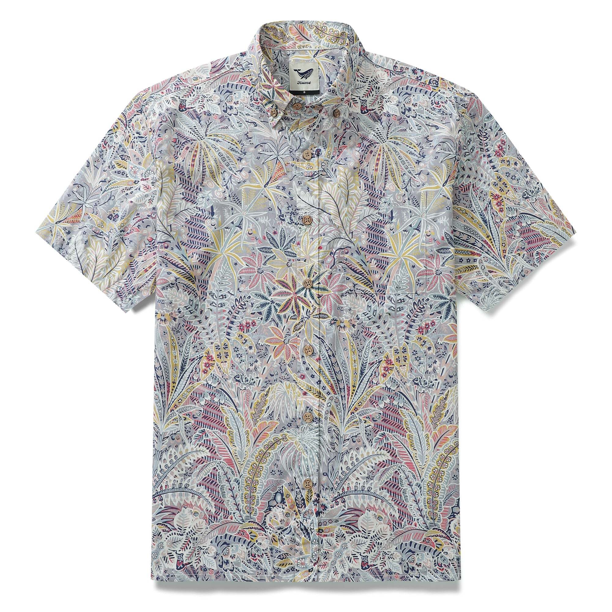 Breathable Hawaiian Shirt for Men Tropical Palm Tree Print 100% Cotton Wrinkle Free Shirt By Amy