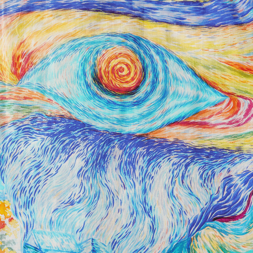 Men's Hawaiian Shirt Short Sleeve Camp Collar 100% Cotton Blue Aloha Vision in the Starry Night By Sylvia