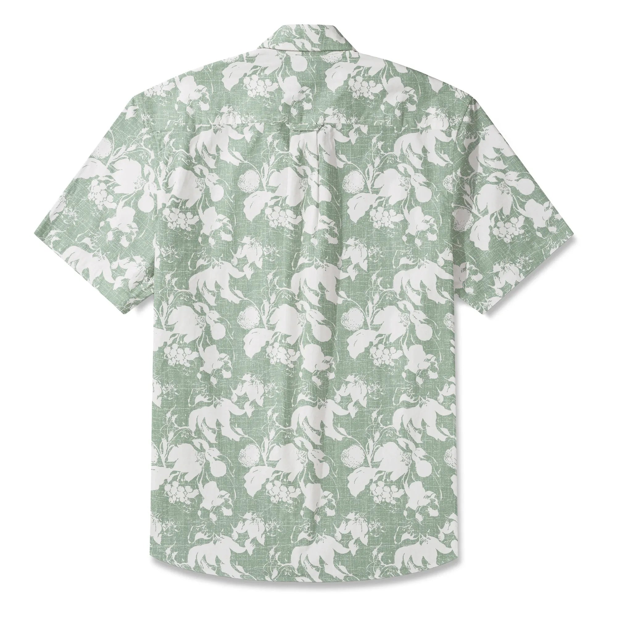 LeosWare® Flower Men's Hawaiian Shirt Short Sleeve Button-up 100% Cotton Green Aloha Verdant Memoirs By Ann