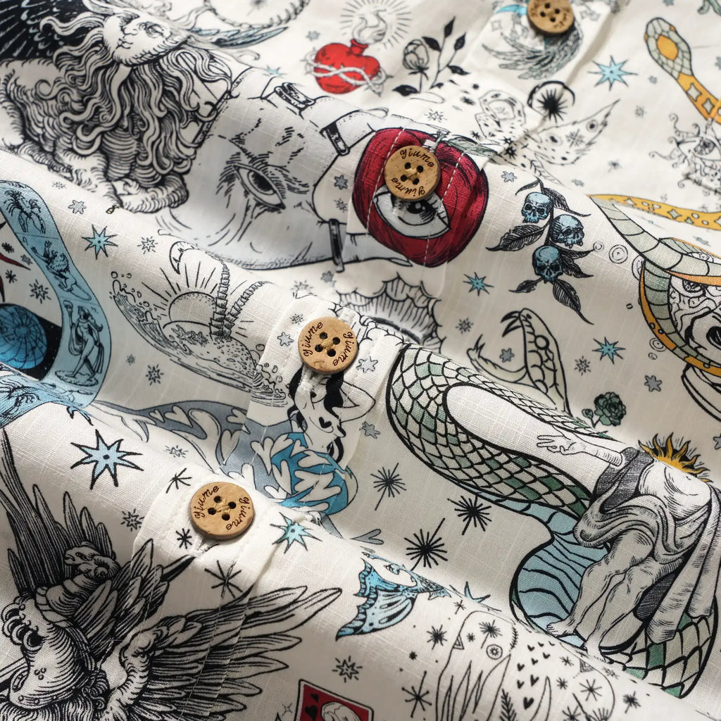 Valentine's Day Gift Men's Hawaiian Shirt Short Sleeve Button-down 100% Cotton White Aloha The Gentle Embrace Of Paradise Unburned By DUDU