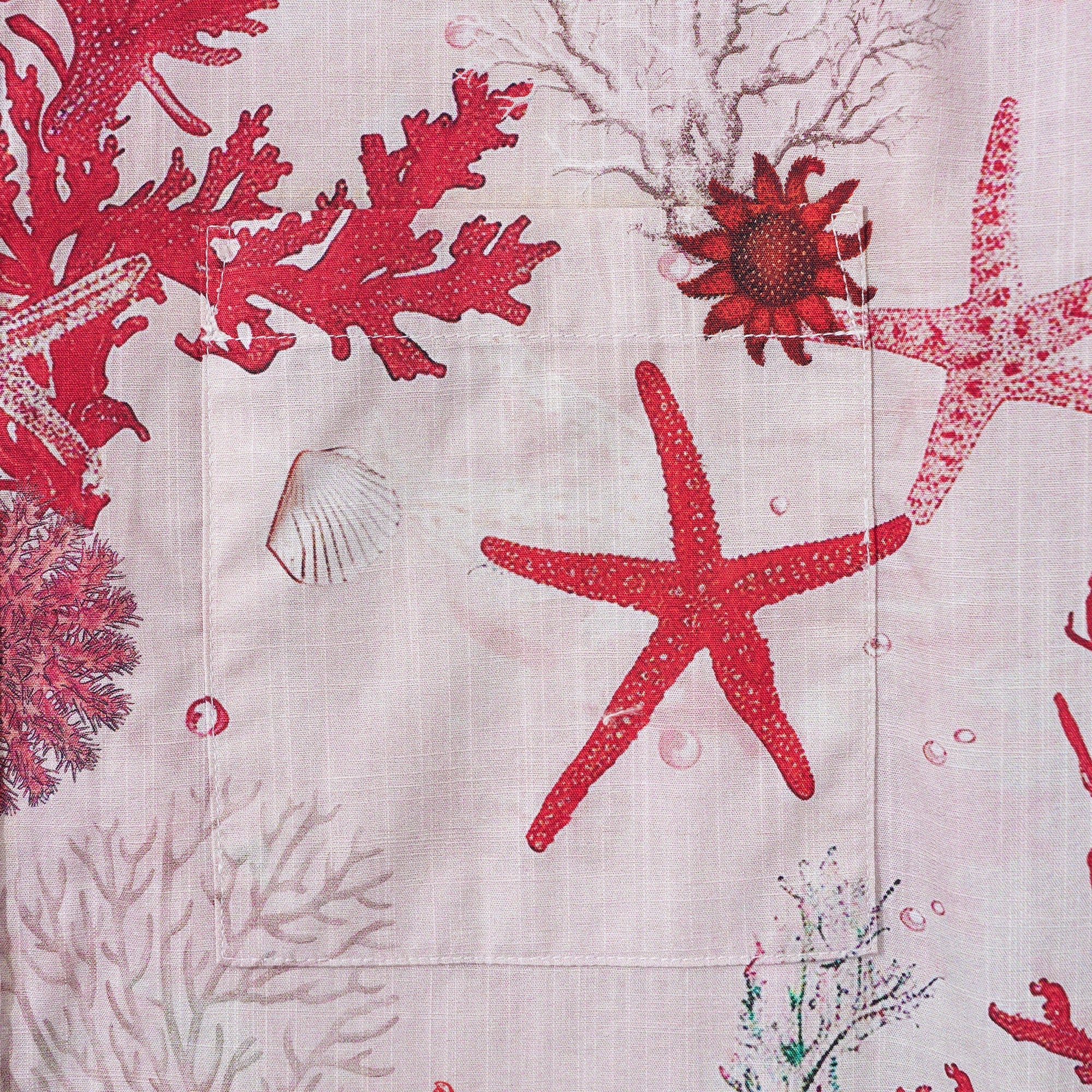 Men's Marine Life Hawaiian Shirt Short Sleeve Button-down 100% Cotton Pink Aloha Coral Reverie By Yakima