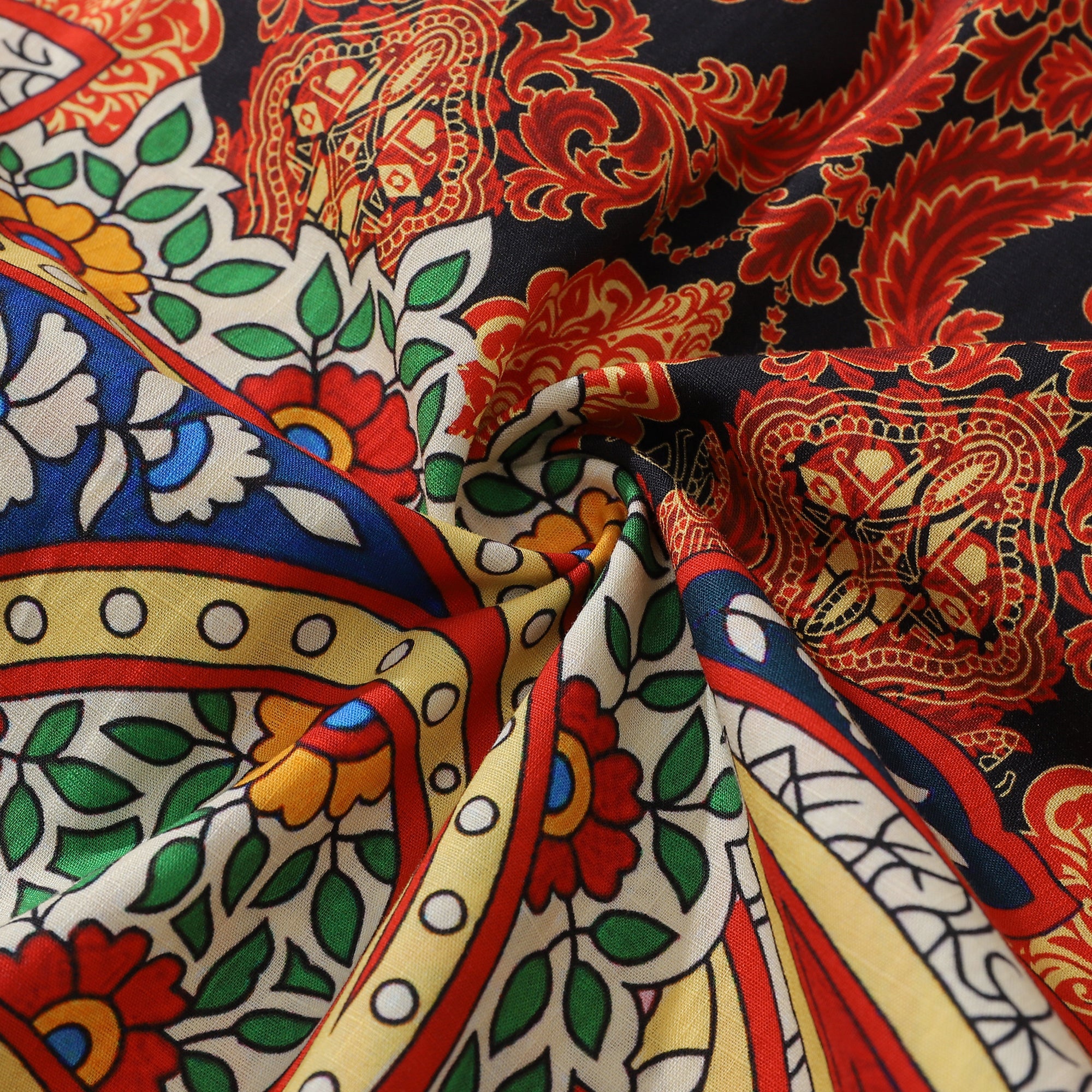 100% Cotton Hawaiian Shirt For Men Red pattern Camp Collar Shirt By Sun