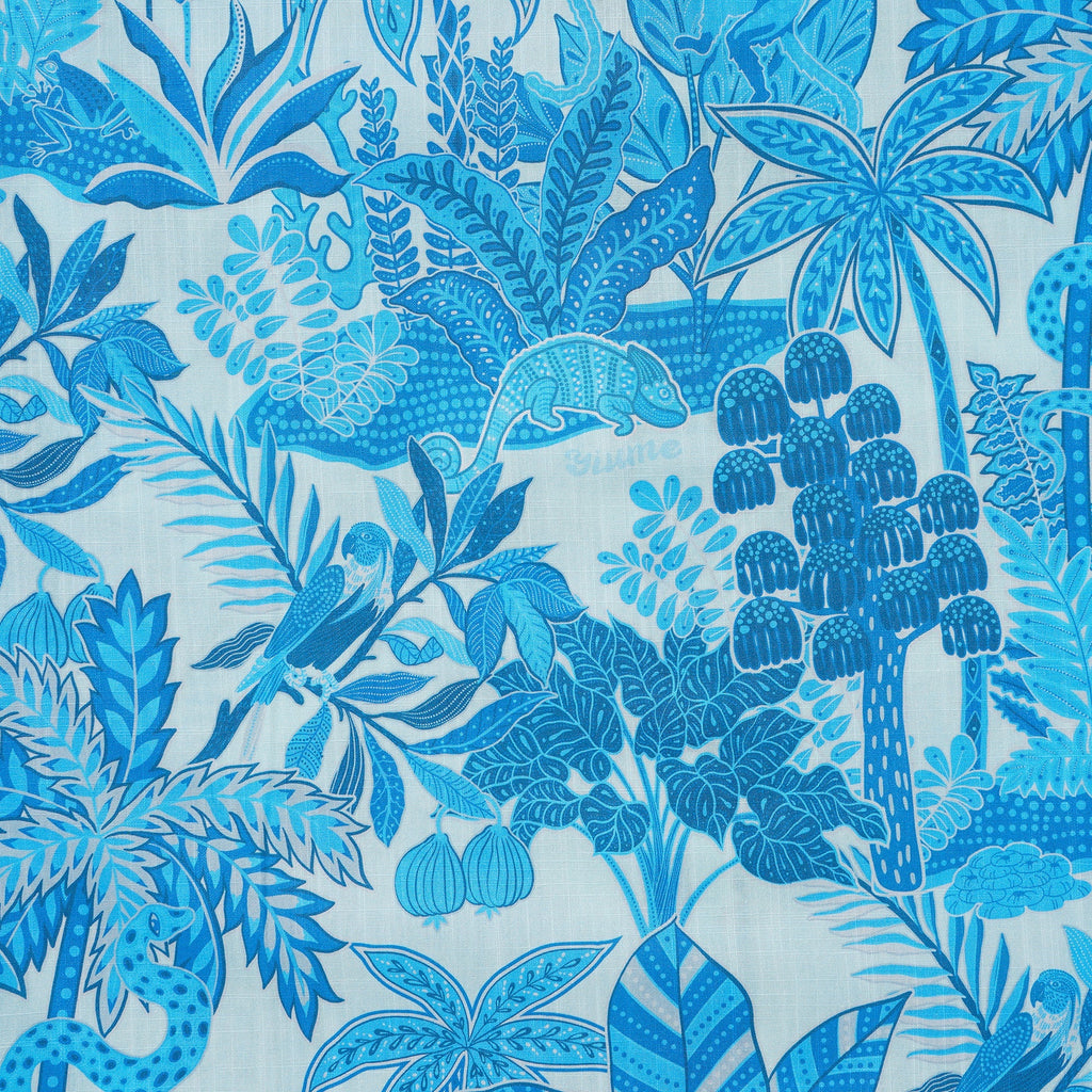 Men's Blue Hawaiian Shirt Tropical Shirt Short Sleeve Button-down 100% Cotton Blue Aloha Jungle Paradise By Huan huan
