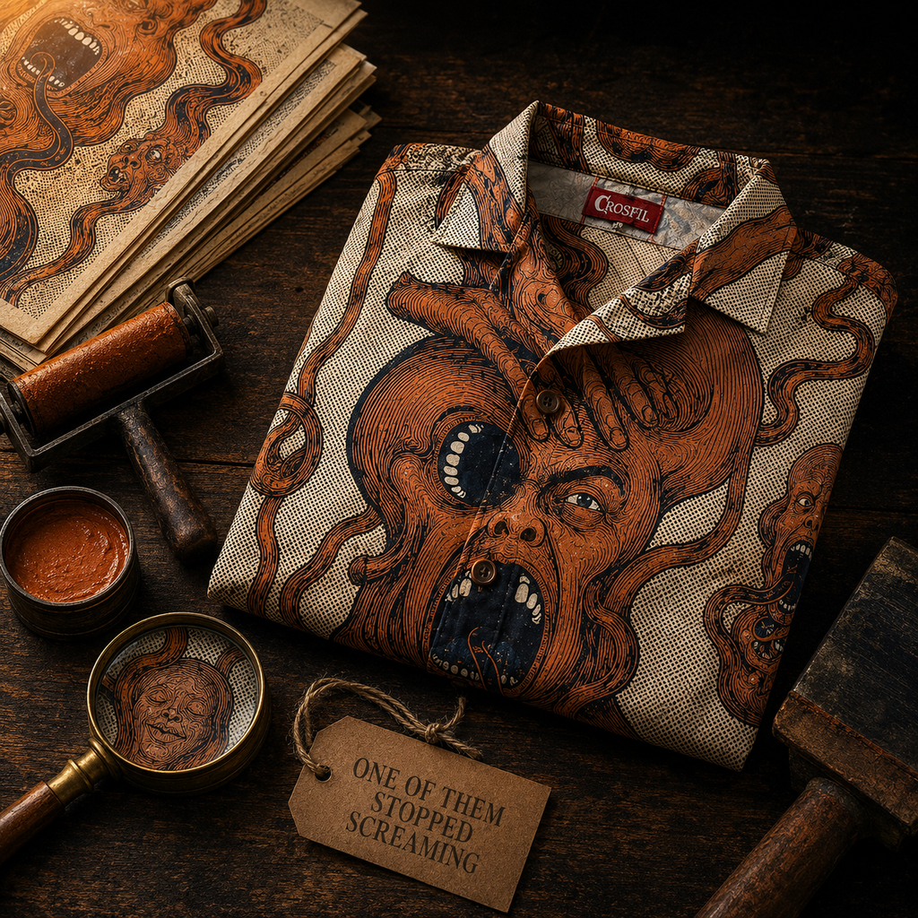 Crosfil Pressure Hawaiian Shirt — Psychedelic Screaming Faces Print