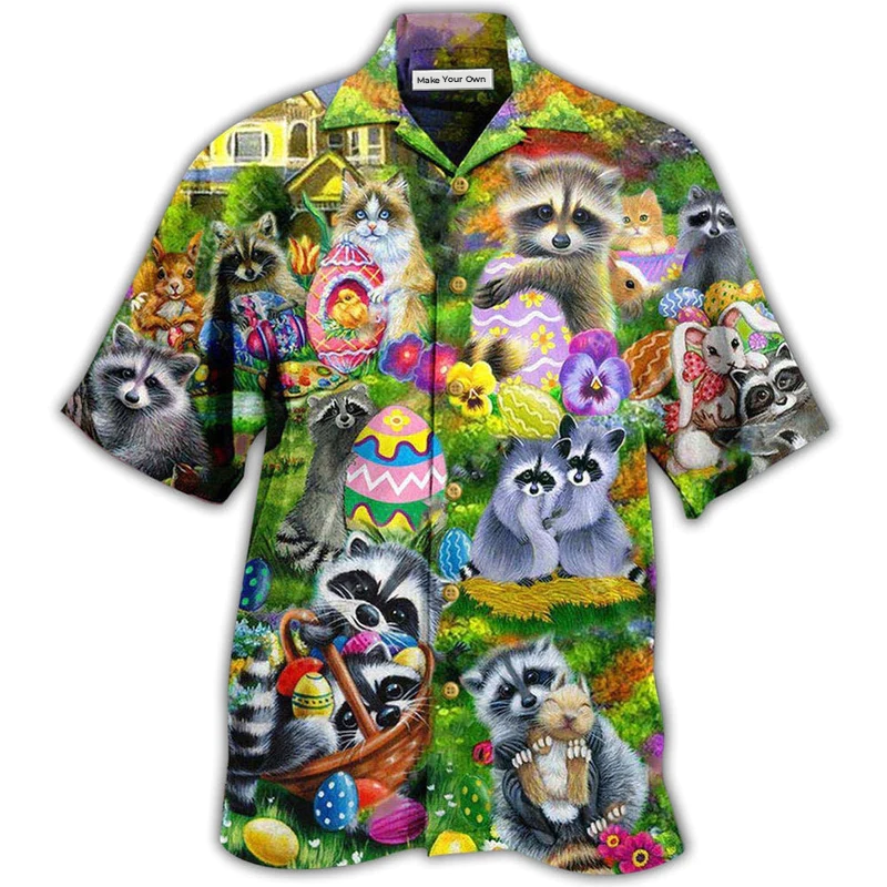 Raccoon Animals I Am Just Here For The Eggs Harmony - Hawaiian Shirt