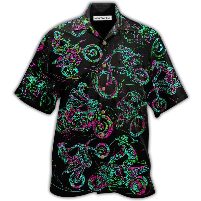 Motorcycle Lover Neon Light - Hawaiian Shirt