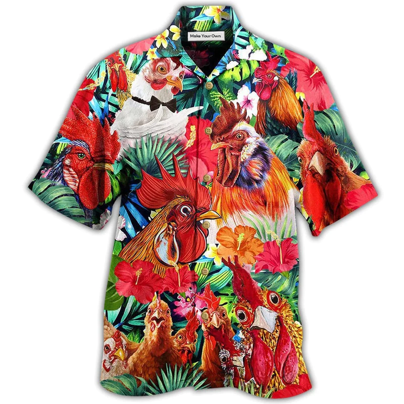 Chicken Loves Summer Tropical Style - Hawaiian Shirt
