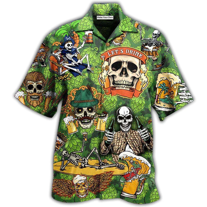 Beer It's Beer Time Skull - Hawaiian Shirt