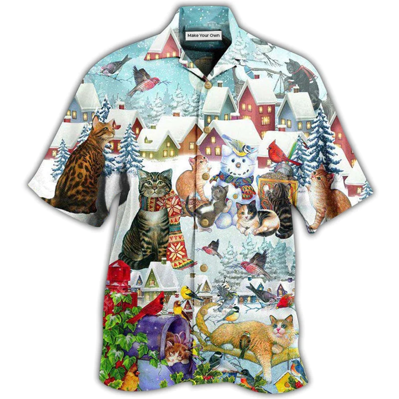 Cat Bird Winter Beautiful - Hawaiian Shirt
