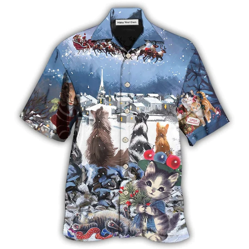Cat Hope Chrismas Night - Hawaiian Shirt