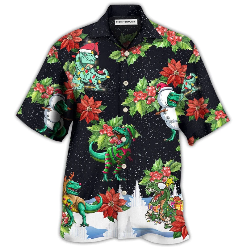 Dinosaur Bright In Merry Night Xmas - Hawaiian Shirt