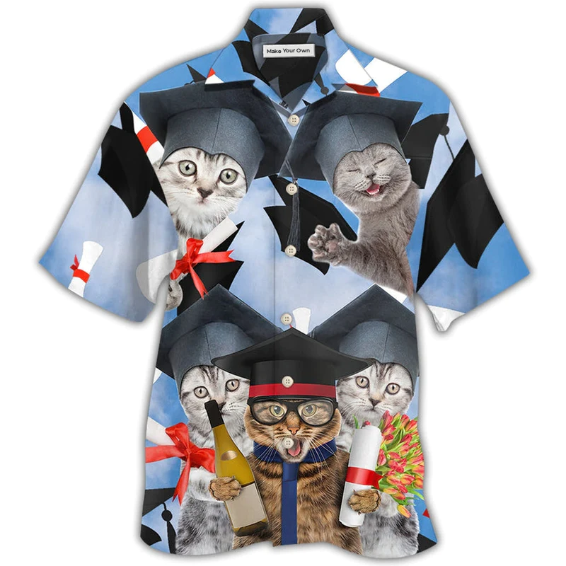 Cat Graduation Cute Cat - Hawaiian Shirt