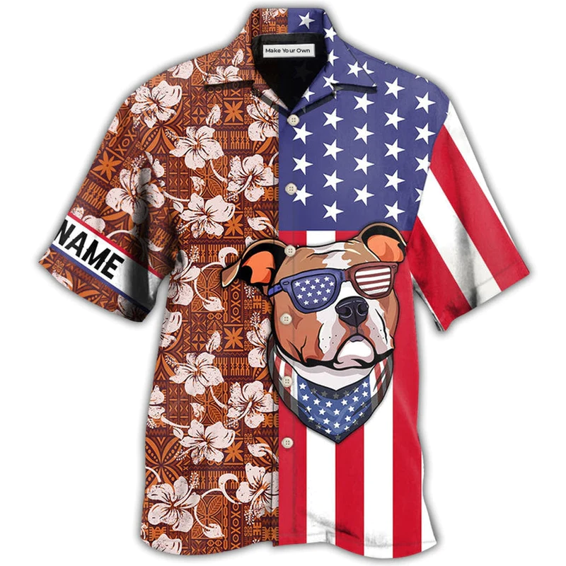 Staffordshire Bull Terrier Dog America Tropical Floral Personalized - Hawaiian Shirt
