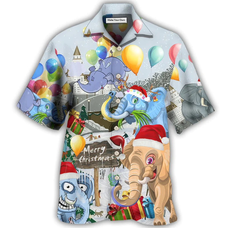 Elephant Funny Having Fun On Christmas Day - Hawaiian Shirt