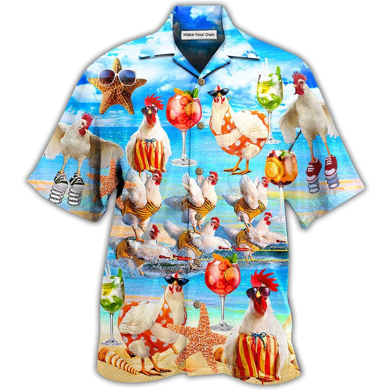 Chicken On The Beach Love Summer - Hawaiian Shirt