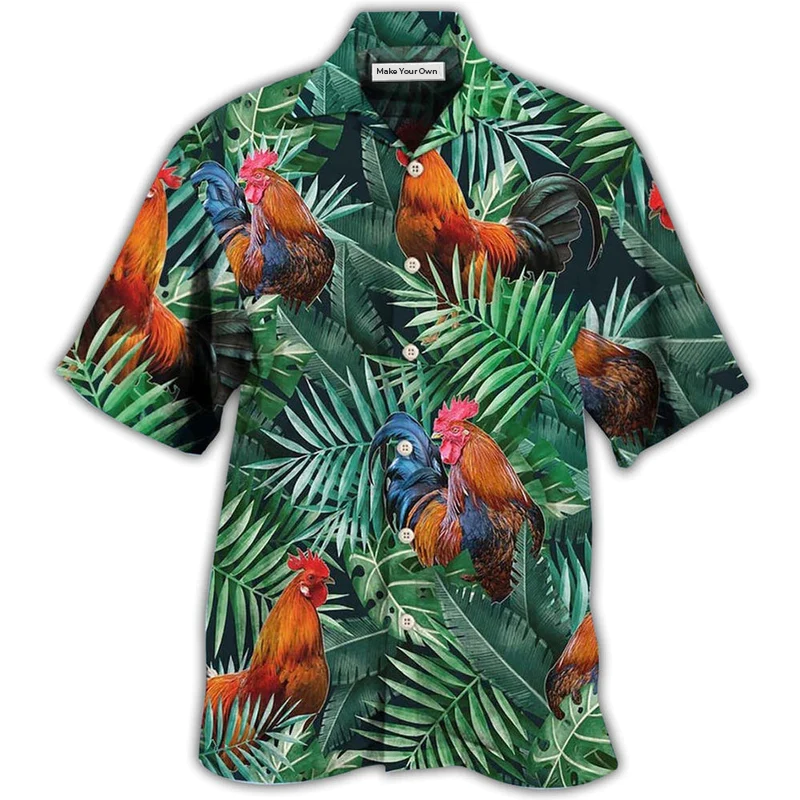 Chicken Rooster Tropical Summer Vibes - Hawaiian Shirt
