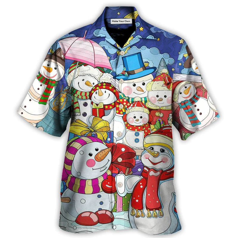 Christmas Snowman Merry Xmas And Happy New Year Art Style - Hawaiian Shirt