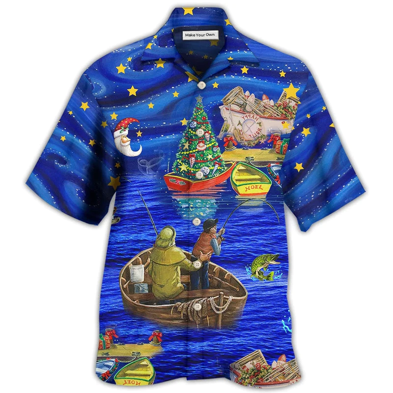 Fishing Lover Beautiful Christmas Night - Hawaiian Shirt