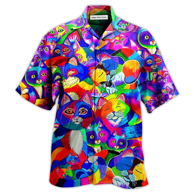 Cat Colorful Rainbow - Hawaiian Shirt