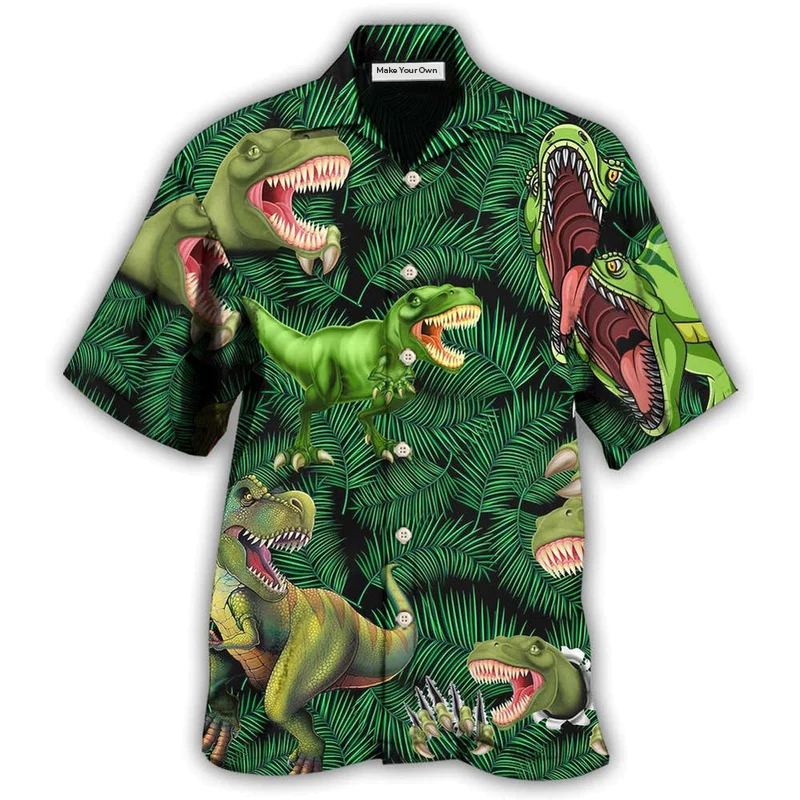 Dinosaur World Summer Green Leaf - Hawaiian Shirt