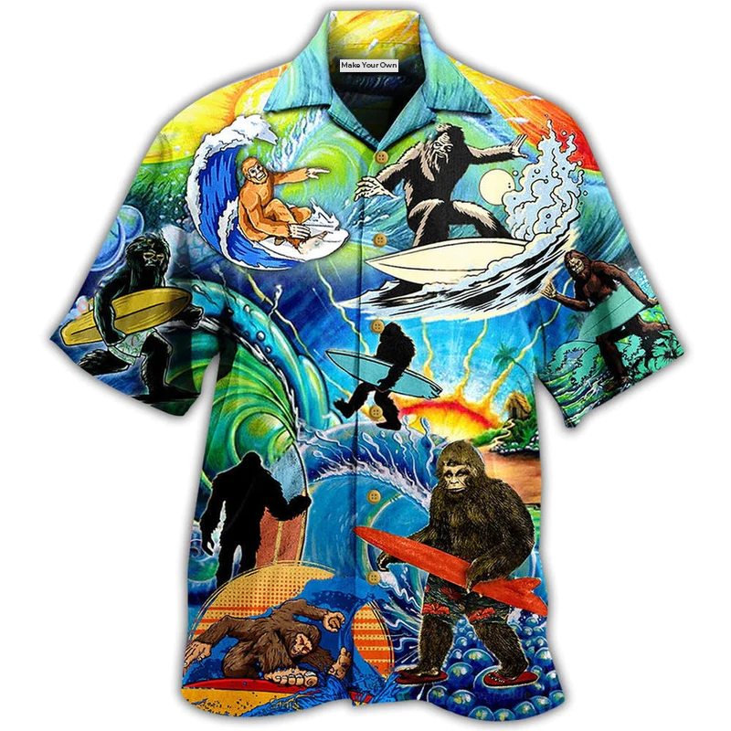 Bigfoot Loves Cool Surfing - Hawaiian Shirt