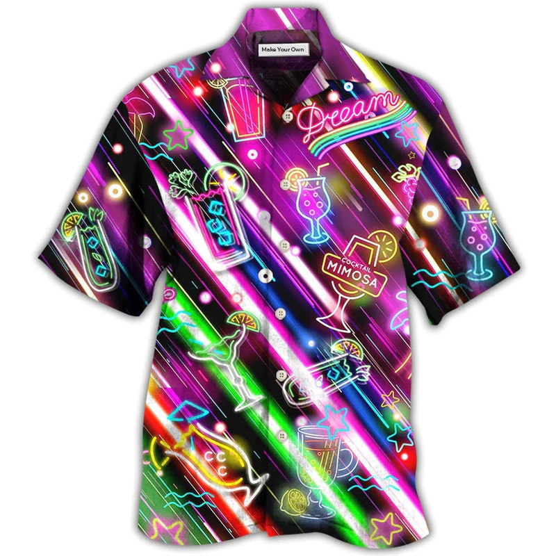 Cocktail Mimosa Happy Hour Stunning Neon Style - Hawaiian Shirt
