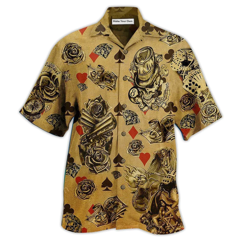 Gambling Flowers Skull - Hawaiian Shirt